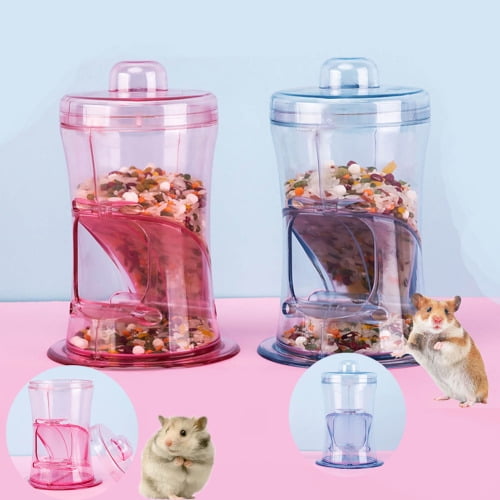 pet food dispenser transparent antiinverted,easy to clean automatic pet hamster feeder for