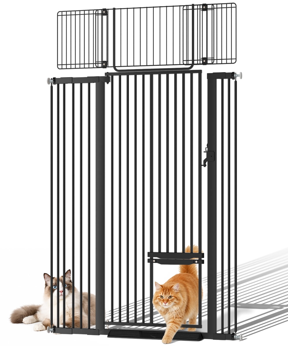 Cat Gate,Domipet 71"Extra Tall Dog Gate, 43''Wide Pet Gate Pressure Mounted, Safety Gate for Pets,Black