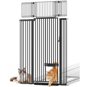Cat Gate,Domipet 71"Extra Tall Dog Gate, 43''Wide Pet Gate Pressure Mounted, Safety Gate for Pets,Black