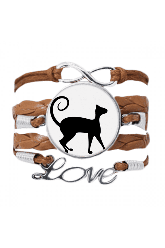 pet lover black cat animal art outline bracelet love chain ornament wristband