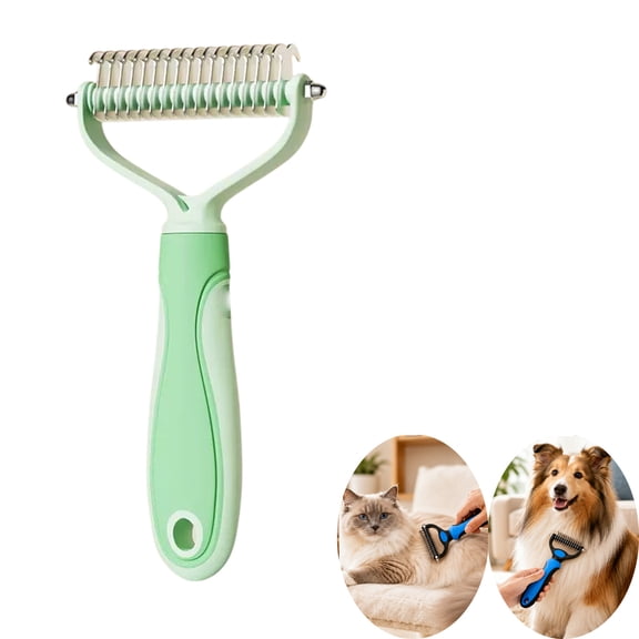 pet pro grooming tool, Double Sided Dematting Comb for Cats & Dogs,Undercoat Rake,Safe Deshedding Grooming Tool,Gentle Matt Remover Detangler for Long Thick Haired Pets,Ergonomic Pet Grooming Brush