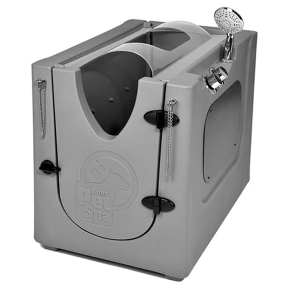 pet wash enclosure with splash guard & wheels