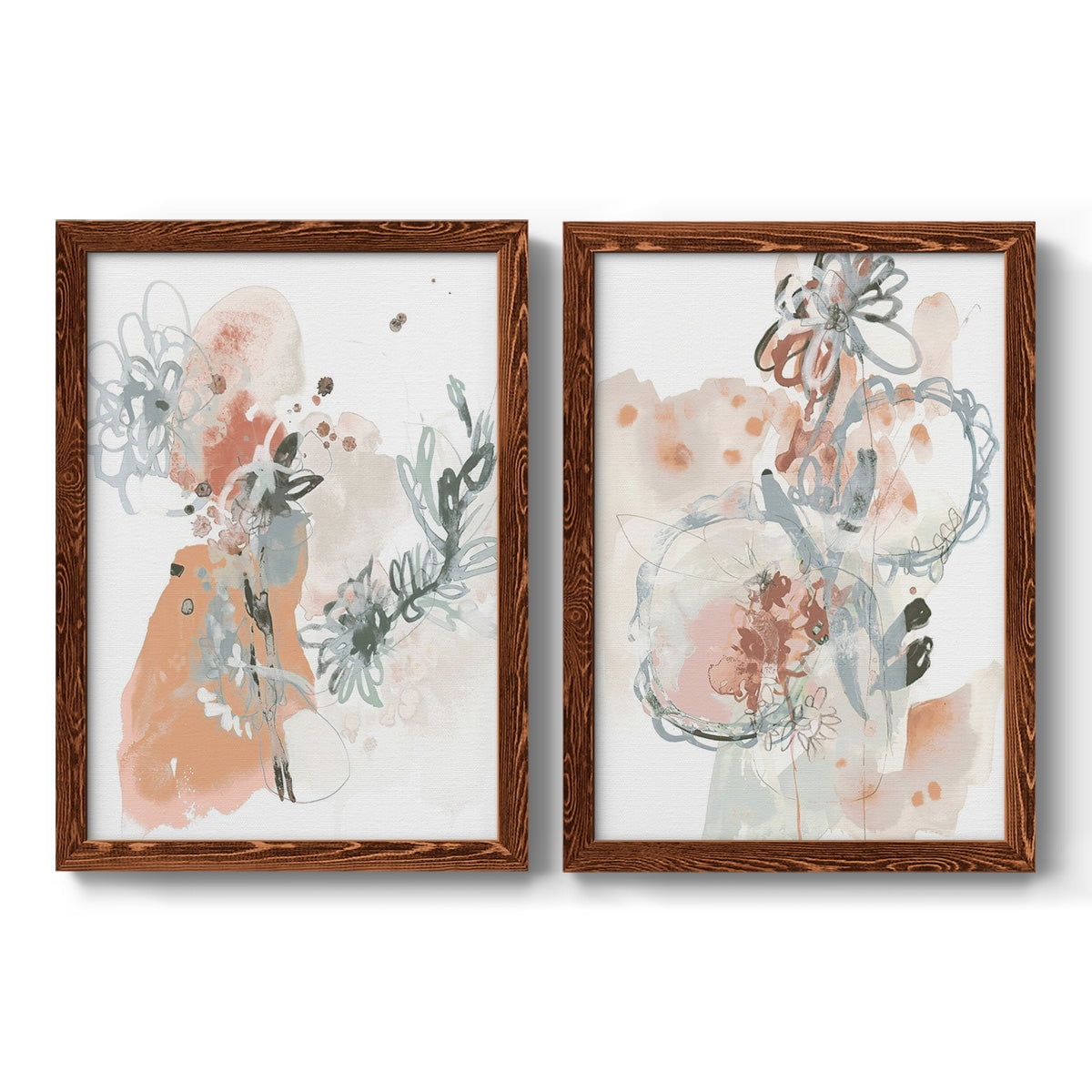 Petal Drift I - Premium Framed Canvas 2 Piece Set - Ready to Hang
