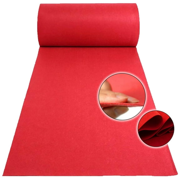 petoto Non-Slip Red Carpet Roll, Indoor and Outdoor Floor Mat, Red Rug for Wedding Party Event Decor, 3.3ft x 33ft