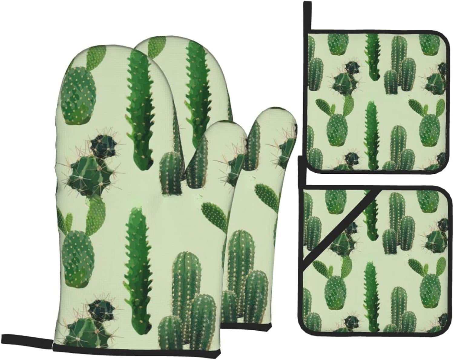 peyaoo Cactus. Oven Mitts and Pot Holders Sets for Kitchen 4 Pcs 7""X11"" Heat Resistant Baking Cooking