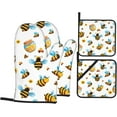 thumbnail image 1 of peyaoo Cartoon Bee Pattern Oven Mitts and Pot Holders Sets for Kitchen 4 Pcs 7""X11"" Heat Resistant Baking Cooking, 1 of 6