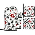 thumbnail image 1 of peyaoo Lips high Heels Oven Mitts and Pot Holders Sets for Kitchen 4 Pcs 7""X11"" Heat Resistant Baking Cooking, 1 of 6