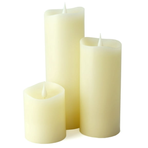 PG Set of 3 LED Candle, Real 3D and Flickering Flame, Indoor Flameless LED Candles Battery Operated with Remote Timer and Real Wax Shell for Home/Wedding/Holiday Decor, Set of 3