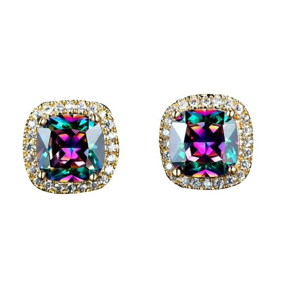 pgeraug gifts for women temperament color diamond earrings four prongs stud earrings jewelry the earrings b