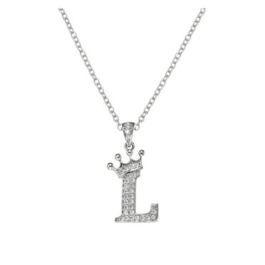 26 English Letters Full Diamond Pendant Necklace For Women Rhinestone ...