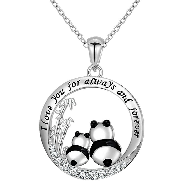 pgeraug gifts for women silver pandas mother's day necklace for