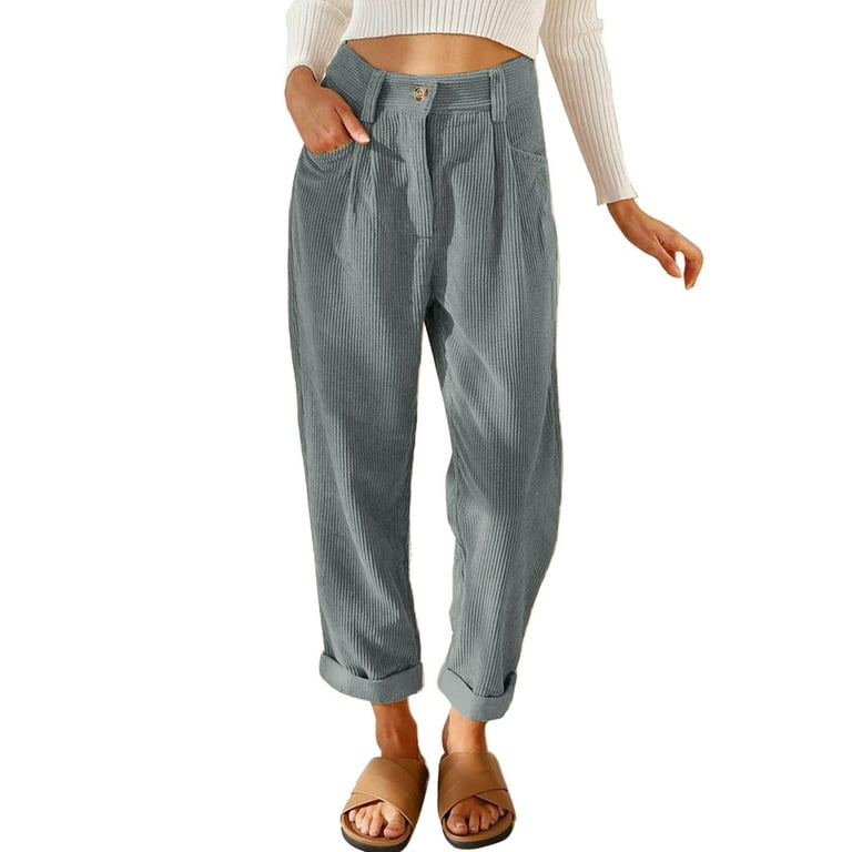 pgeraug leggings for women corduroy pockets cropped straight leg elegant  trousers pants for women dark gray s 