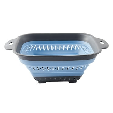 Super Low Price Kitchen Selections: Blue 1Pc Drain Storage Basket Collapsible Colander Strainer with Plastic Handles Foldable Storage Basket 9.36*7.8*0.78 in