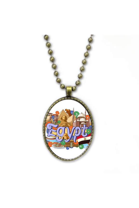 pharaoh pyrad egypt graffiti necklace vintage chain bead pendant jewelry collection