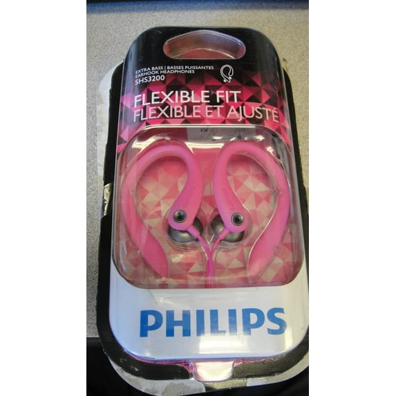 Philips SHS3200PK/37 Flexible Earhook Headphones, Pink