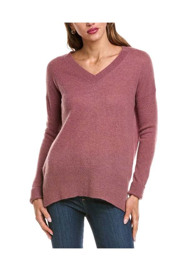 womens Oversized V-Neck Sweater, l, Purple