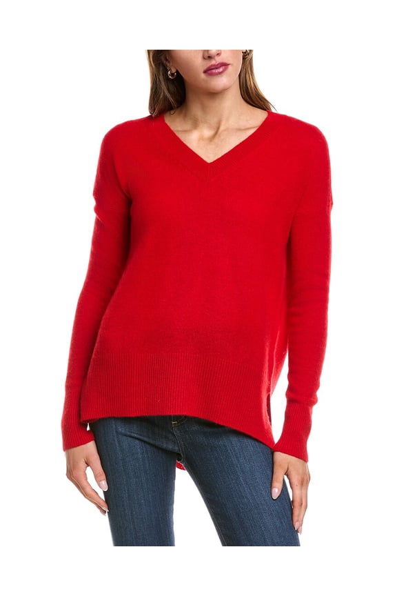 womens Oversized V-Neck Sweater, m, Red