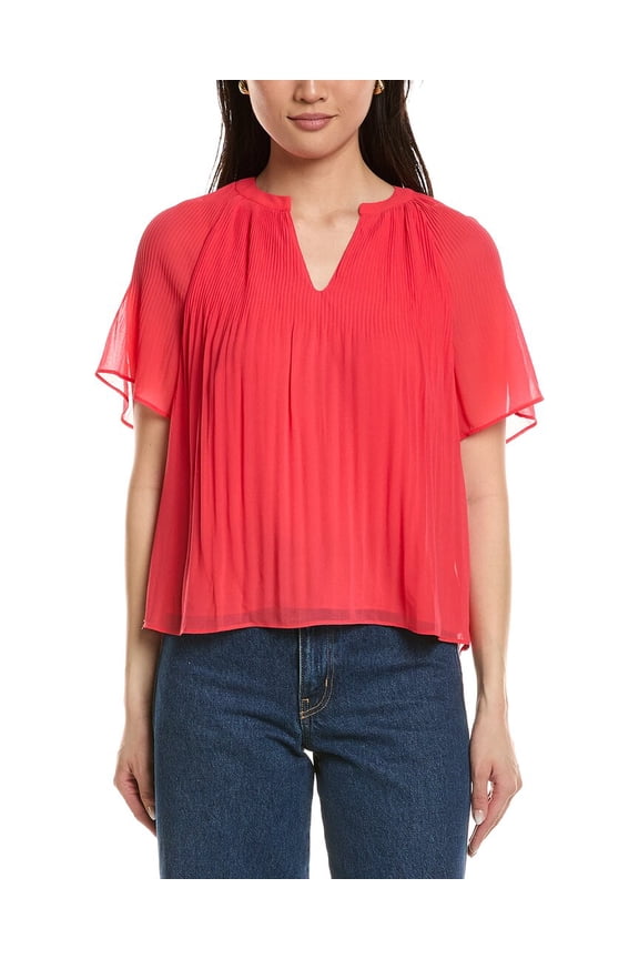 womens Release Pleat Blouse, xs, Red