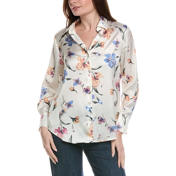 philosophy womens Woven Flowy Satin Top, m, White