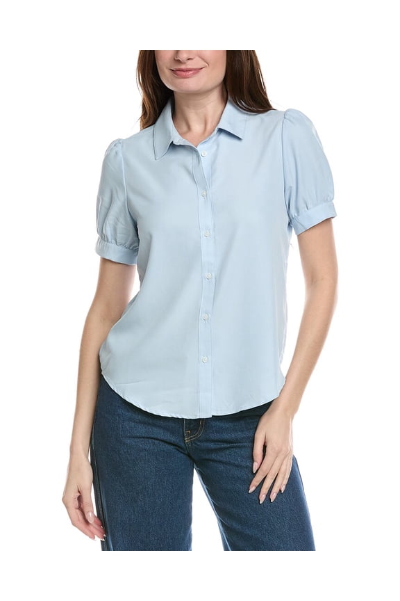 womens Woven Solid Top, s, Blue
