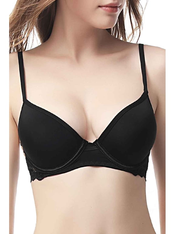 Women Contour Underwire Lace Trim Bra (Regular & Plus Size 34B-40D)