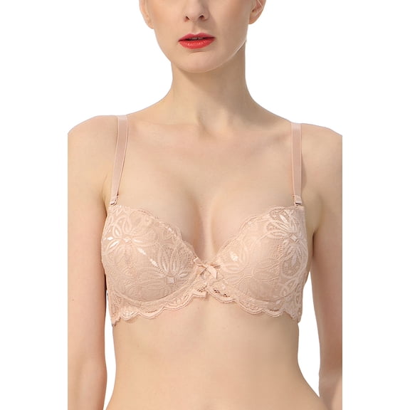 phistic Women Lace Overlay Extreme Push Up Bra (Regular & Plus Size 34A-40D)