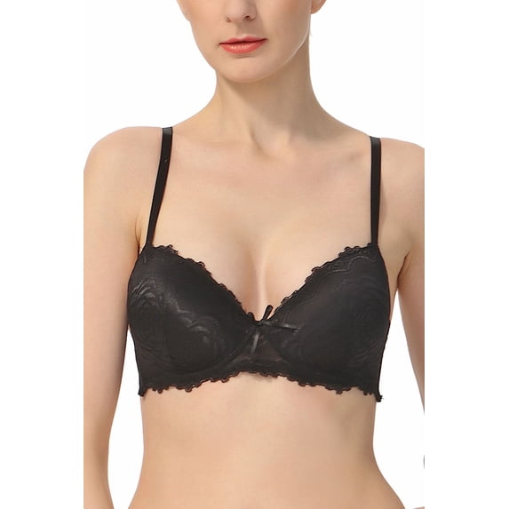 phistic Women Lace Overlay Padded Underwire Bra (Regular & Plus Size 34A- 40D)