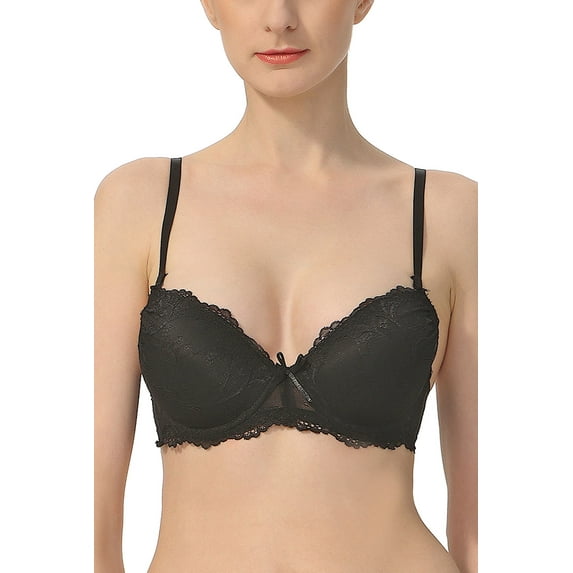 phistic Women Lace Overlay Padded Underwire Bra (Regular & Plus Size 34A- 40D)
