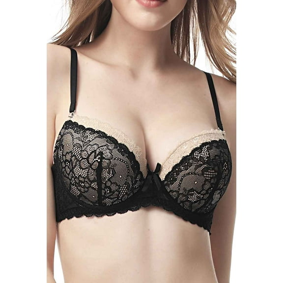 phistic Women Lace Padded Underwire Demi Bra (34A-36D)