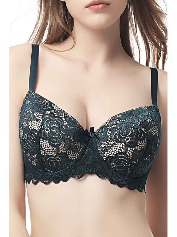Women Plus Size Full Coverage Underwire Lace Bra (34DD-38DD)