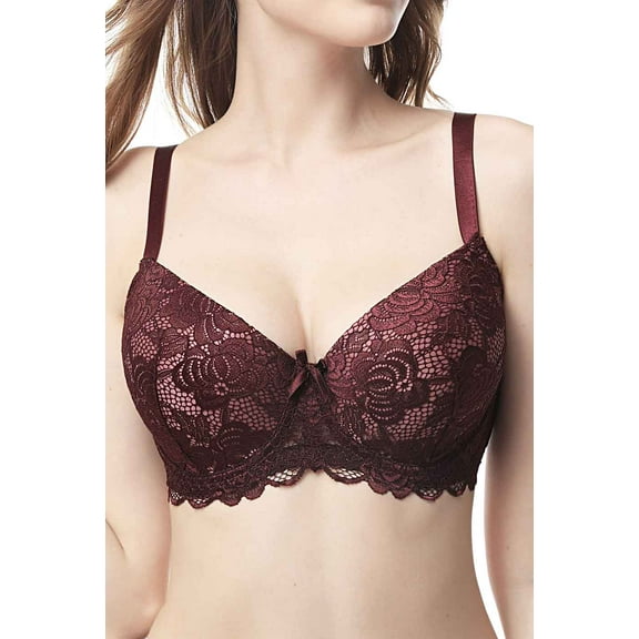 phistic Women Plus Size Full Coverage Underwire Lace Bra (34DD-38DD)