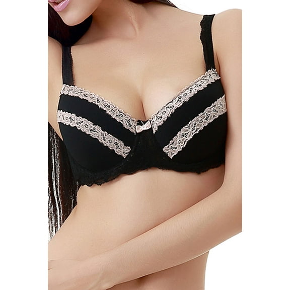 phistic Women's Padded Lace Trim Bra
