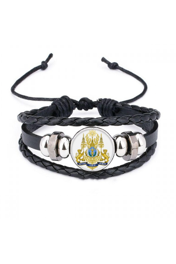 phnom penh cambodia national emblem bracelet braided leather woven wristband