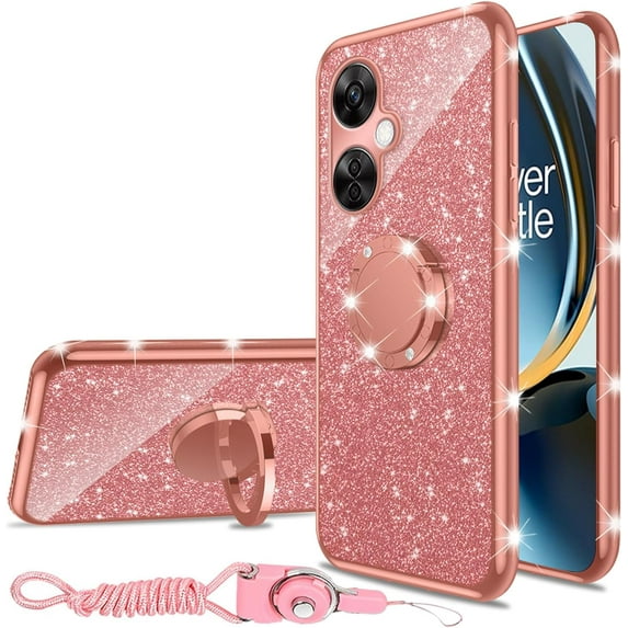 Nancheng Kickstand Cell Phone Case for Oneplus Nord N30 5G, Rose Gold
