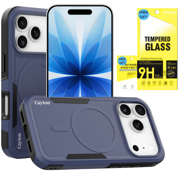 Cayton® Phone Case for Iphone 17 Pro Max 6.9”,Military-Grade Rugged, MagSafe Compatible,Premium Screen Protector&Camera Protector Included,Dark Blue