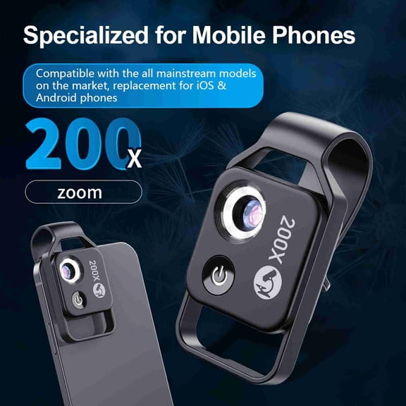 phone microscope clip on Adapter Phone Microscope 200X Magnification Clip On Mobile Phone Microscope with LED Fill Light for Jewelry Observation