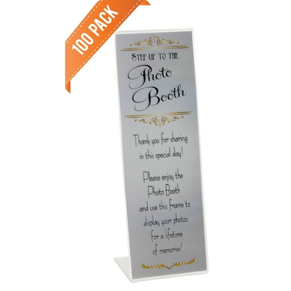 photo booth nook 2x6 slanted acrylic photo booth frame with silver "step up" inserts, set of 100