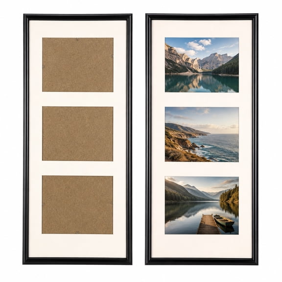 2 Pcs Multi Photo Frames for Wall, Black Triple Picture Frames, 4x6 in|Solid Wood Material, Shatterproof Perspex Front, Triple Aperture Design, Easy Wall Mount, Fits 4x6 in Photos