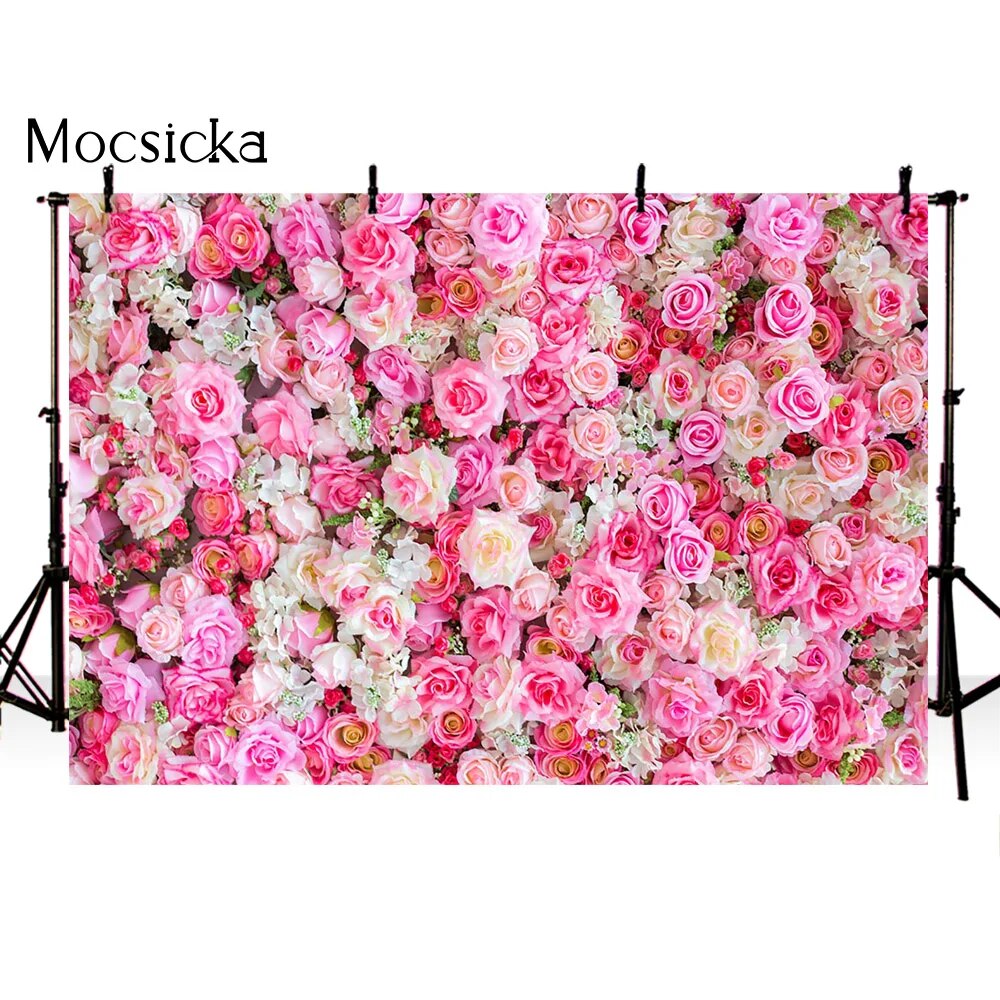 photography backdrops wedding party pink floral Flower wall curtains