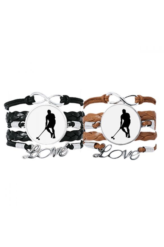 physical education hockey sports running bracelet hand strap leather wristband double set