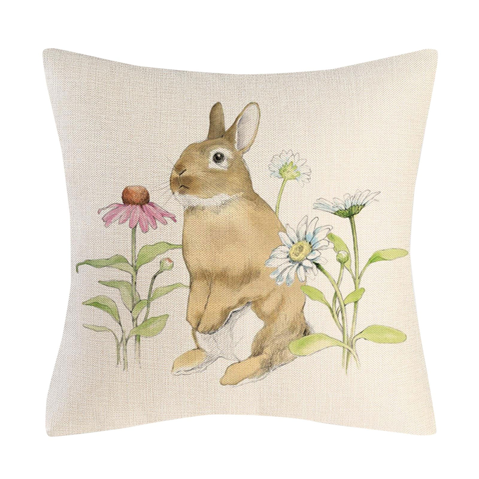 piaybook 2024 Easter Throw Pillow Covers Rabbit Easter Day Pillow Cover Sofa Cover Cushion Cover