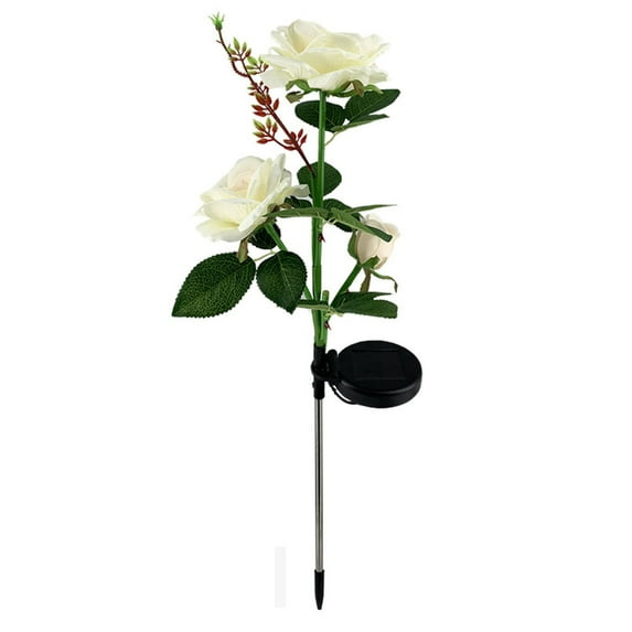 piaybook Artificial Flowers 3 Head Solar LED Decorative Outdoor Lawn Lamp Outdoor Solar Garden Stake Lights Fake Silk Flower Bouquet Decor Wedding Decoration Table Centerpieces