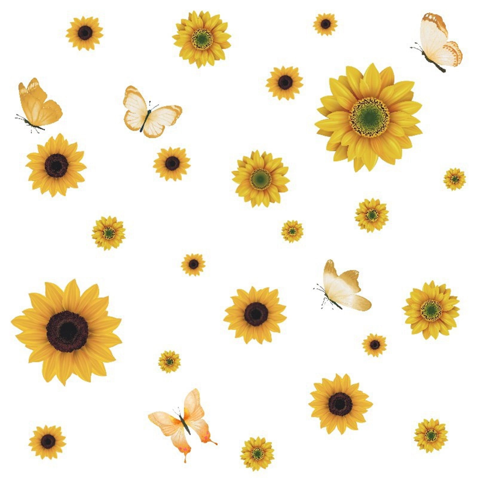 piaybook Decorative sticker Sunflower Butterfly Wall Sticker Living Room Bedroom Pvc Decoration Sunflower Cabinet Decoration Sticker ,Personalized Your Own Laptop,Guitar,Luggage,Yellow