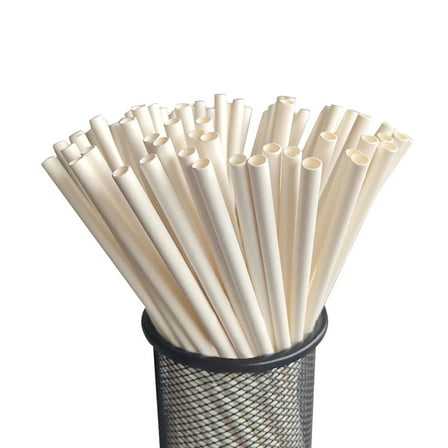 piaybook Flexible Disposable Drinking Straws White Paper Tube For Party Birthday Wedding 25Pcs Biodegradable