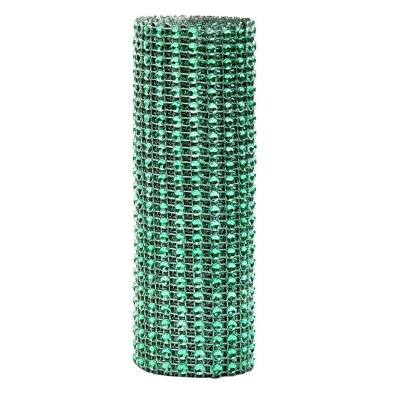 piaybook Party Decorations Crystal Rhinestone Ribbons Plastic 24 Rows Shiny Diamond Rhinestone Mesh Wrap Roll Party Supplies for Children and Adults,Green