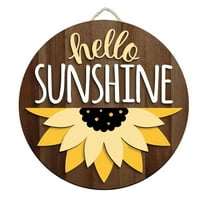 piaybook Sign for Front Door 2023 Summer Fresh Hello Sunshine Summer Wooden Welcome Listing Home Garden Courtyard Door Decoration Door Plate Wooden Listing ,Brown