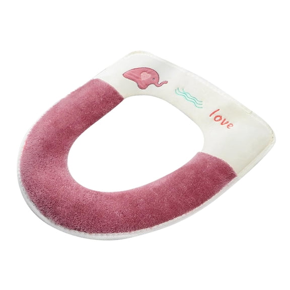 piaybook Toilet Seat Cushion Thicker Bathroom Toilet Seat Cover Pads Stretchable Washable Fiber Cloth Easy Installation Comfortable Toilet Lid Seat Cover for Home Supplies,Pink