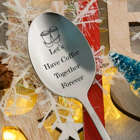 picnic tableware Tableware Engraved Spoon Best Present For Husband Madam Family And Friends Tableware Printing Stainless Steel Spoon 1PCS