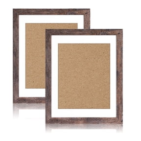 Behome 2 Pack 8 x 10 Picture Frame, Display Pictures 5x7 with Mat or 8x10 Without Mat, Photo Frame for Wall Mounting or Tabletop Display, Brown