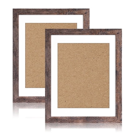 Behome 2 Pack 8 x 10 Picture Frame, Display Pictures 5x7 with Mat or 8x10 Without Mat, Photo Frame for Wall Mounting or Tabletop Display, Brown